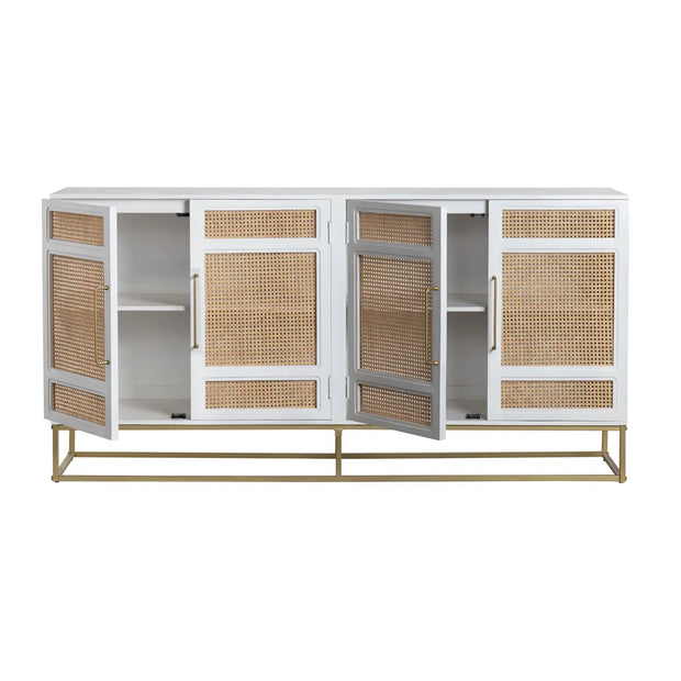 Crestview Collection Biscayne White Rattan Sideboard
