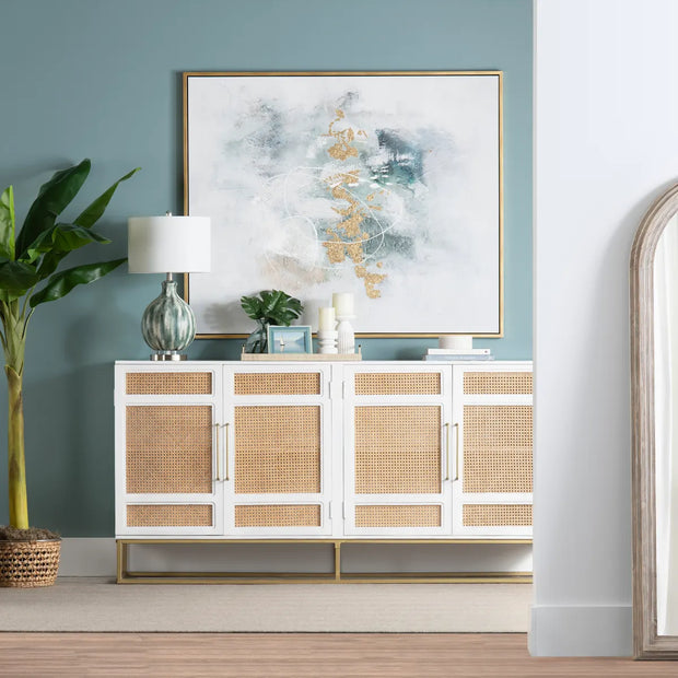 Crestview Collection Biscayne White Rattan Sideboard