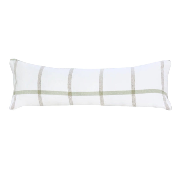 Pom Pom at Home Copenhagen White and Olive Pillow with Insert ~ 14 x 40