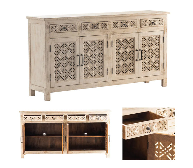 Crestview Collection Amelia Distressed White Sideboard