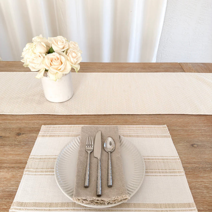 Anaya Home Beach Club Beige Stripe Indoor Outdoor Placemat