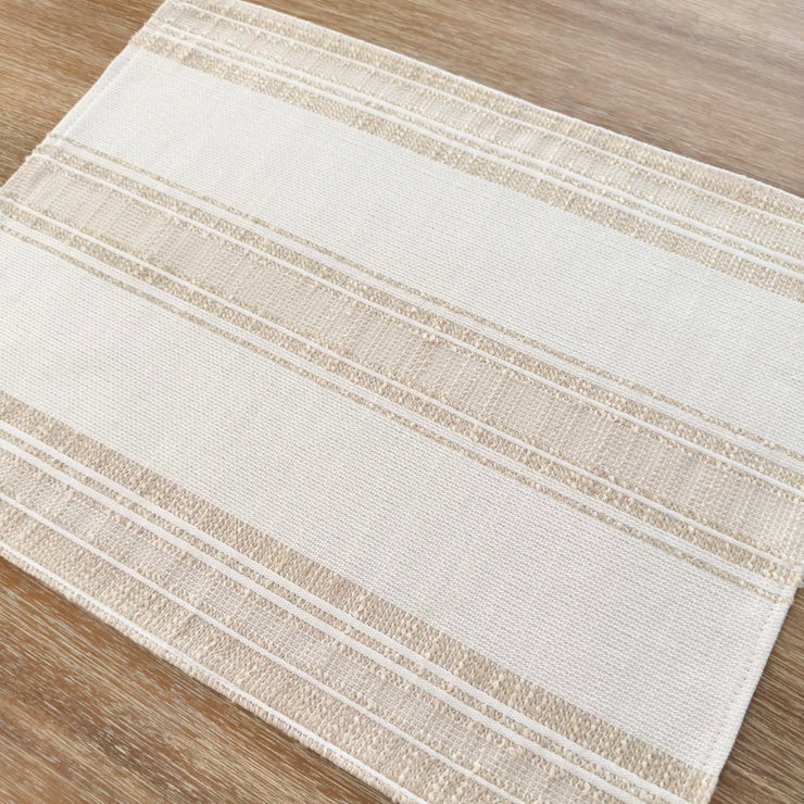 Anaya Home Beach Club Stripe Indoor Outdoor Placemat ~ Sandy Beige
