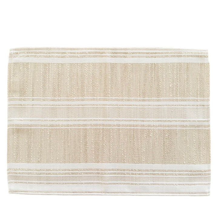 Anaya Home Beach Club Stripe Indoor Outdoor Placemat ~ Sandy Beige