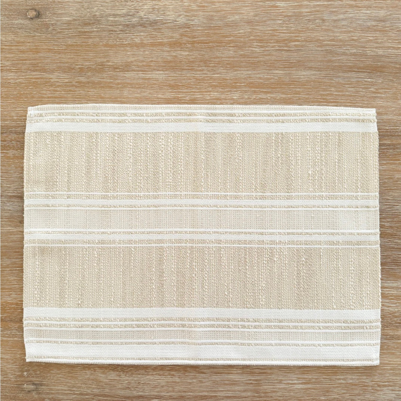 Anaya Home Beach Club Stripe Indoor Outdoor Placemat ~ Sandy Beige ...