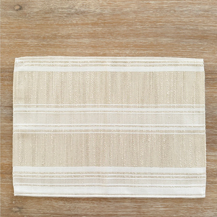 Anaya Home Beach Club Stripe Indoor Outdoor Placemat ~ Sandy Beige