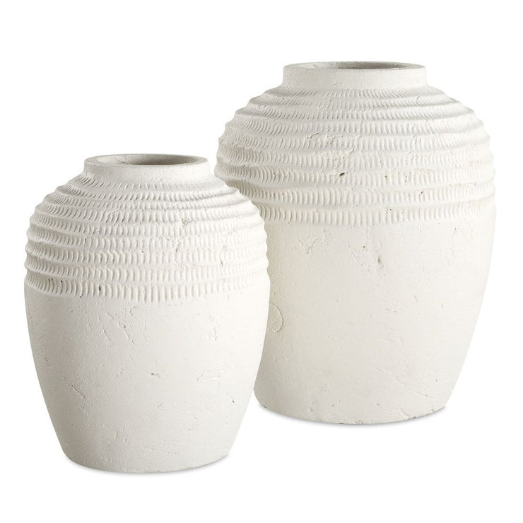 Uttermost Luna Ridge Chalk White Ceramic Vases  ~ Set Of Two