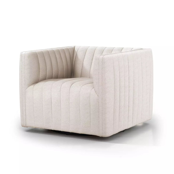 Four Hands Augustine Channeled Swivel Chair~ Dover Crescent Upholstered Performance Fabric