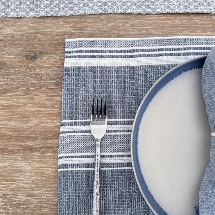 Anaya Home Beach Club Stripe Indigo Indoor Outdoor Placemat