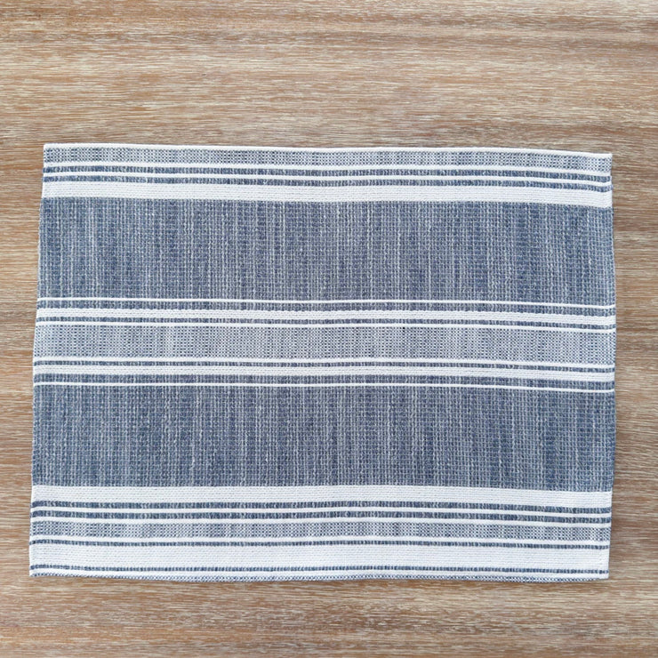 Anaya Home Beach Club Stripe Indigo Indoor Outdoor Placemat