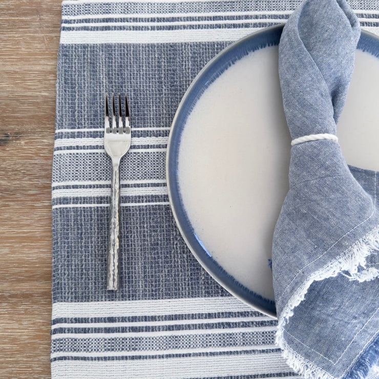 Anaya Home Beach Club Stripe Indigo Indoor Outdoor Placemat
