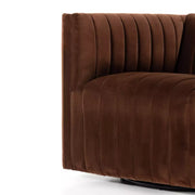 Four Hands Augustine Channeled Swivel Chair~ Surrey Auburn Upholstered Velvet Fabric