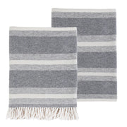 Pom Pom at Home Alpine Grey and Ivory Striped Throws