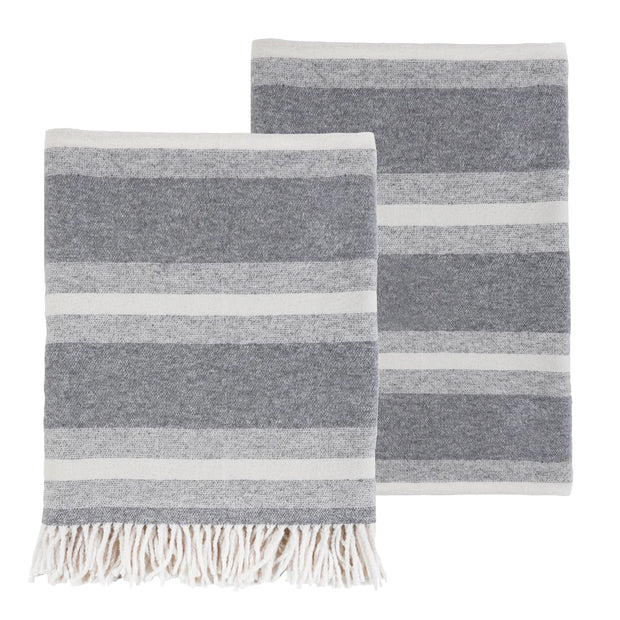 Pom Pom at Home Alpine Grey and Ivory Striped Throws