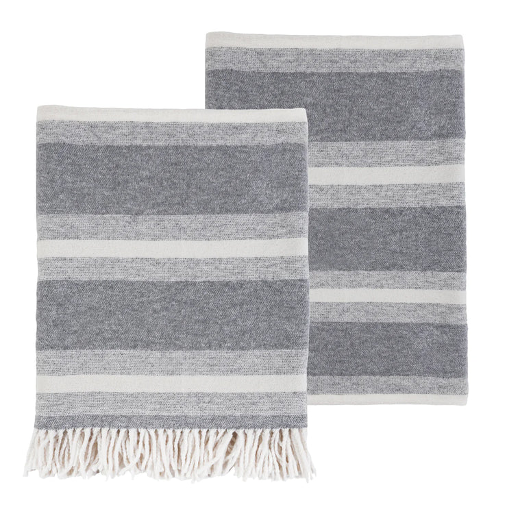 Pom Pom at Home Alpine Grey and Ivory Striped Throws