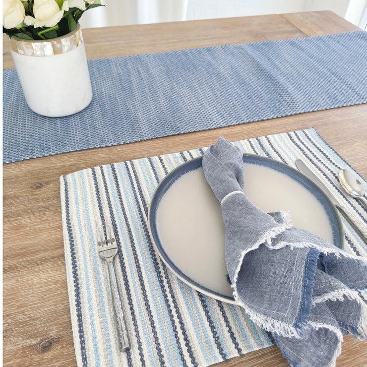Anaya Home Blue Yacht Stripe Indoor Outdoor Placemat