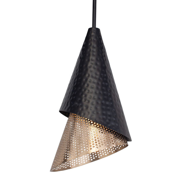 Uttermost Apollo Matte Black and Gold 1 Light Pendant