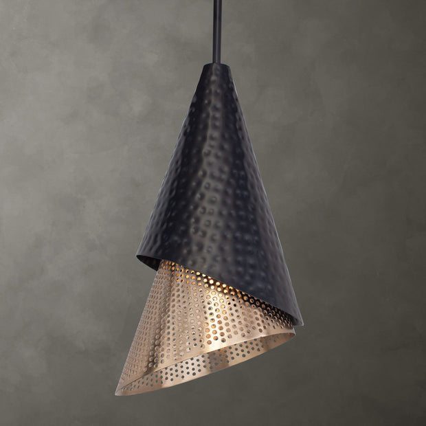 Uttermost Apollo Matte Black and Gold 1 Light Pendant