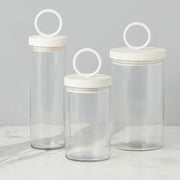 etúHOME White Ring Top Set of 3 Glass Canisters