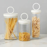 etúHOME White Ring Top Set of 3 Glass Canisters