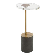 Uttermost Kaufman Contemporary Crystal Top With Antique Brass Round Accent Table