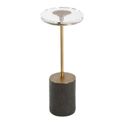 Uttermost Kaufman Contemporary Crystal Top With Antique Brass Round Accent Table