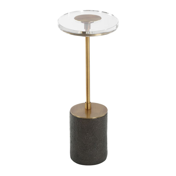 Uttermost Kaufman Contemporary Crystal Top With Antique Brass Round Accent Table