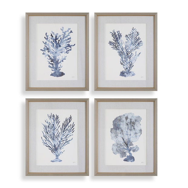 Uttermost Shibori Coral Set of 4 Framed Prints