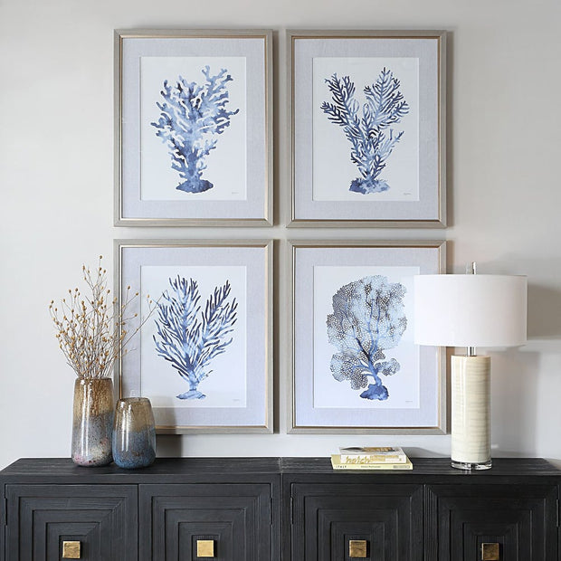Uttermost Shibori Coral Set of 4 Framed Prints