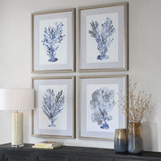 Uttermost Shibori Coral Set of 4 Framed Prints