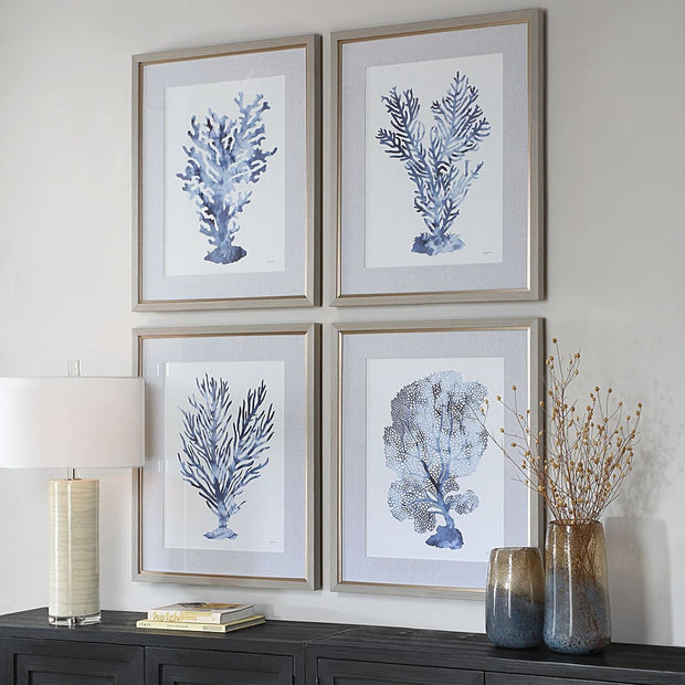 Uttermost Shibori Coral Set of 4 Framed Prints