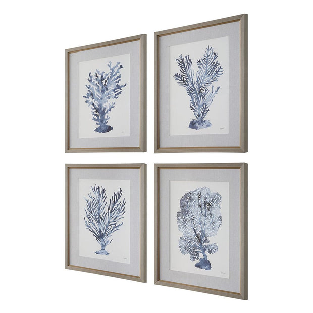 Uttermost Shibori Coral Set of 4 Framed Prints