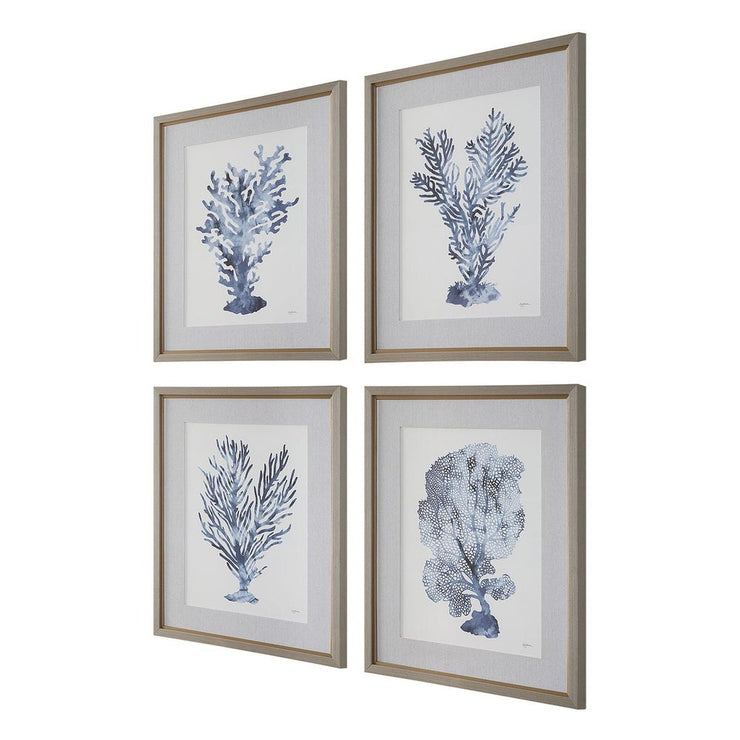 Uttermost Shibori Coral Set of 4 Framed Prints