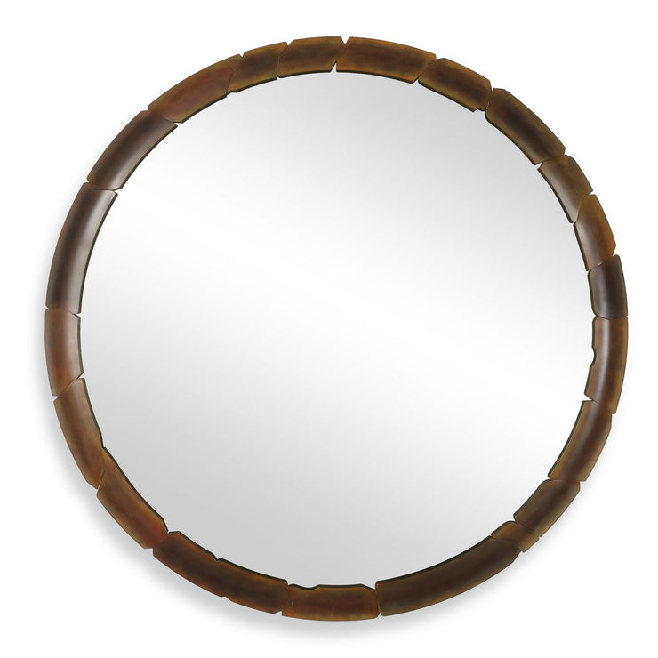 Uttermost Auger Aged Rust Bronze Round Mirror