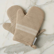 etúHOME Vintage White Stripe Kitchen Oven Mitts ~ Set of 2