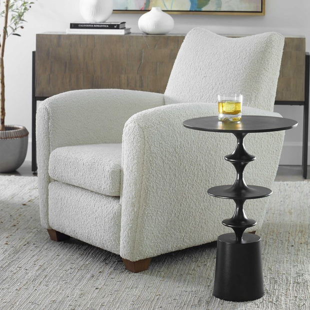 Uttermost Flight Round Black Modern Curved Base Accent Table