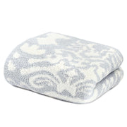 Kashwere Ultra Plush Ice Blue and Creme Damask Throw