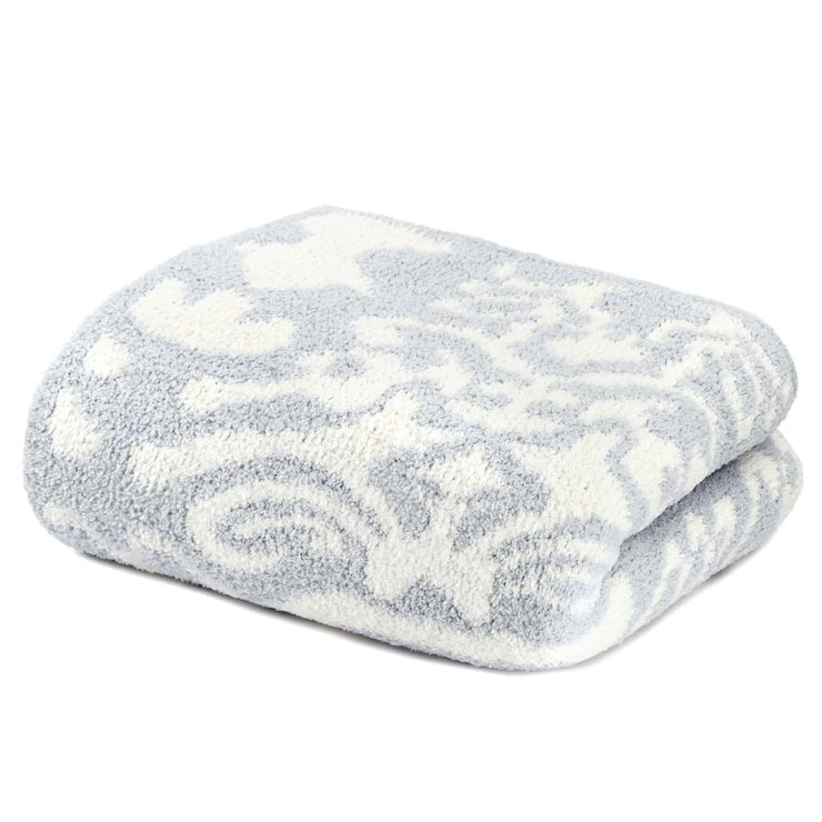 Kashwere Ultra Plush Ice Blue and Creme Damask Throw