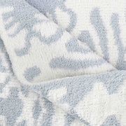 Kashwere Ultra Plush Ice Blue and Creme Damask Throw