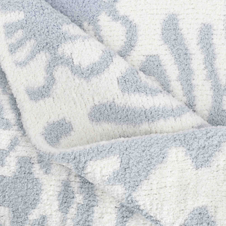Kashwere Ultra Plush Ice Blue and Creme Damask Throw