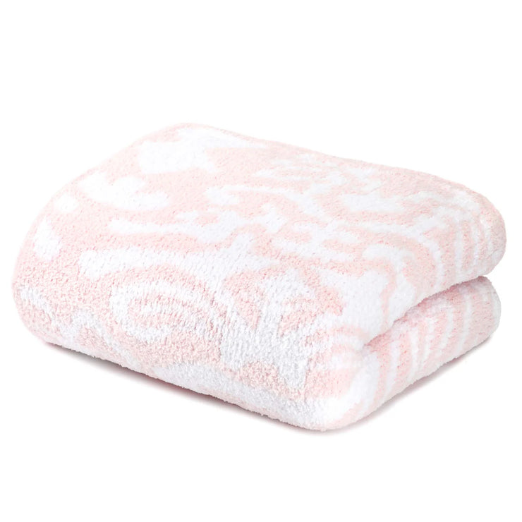 Kashwere Ultra Plush Pink and White Damask Throw