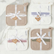 etúHOME Vintage Merlot Red Stripe Kitchen Pot Holders ~ Set of 2