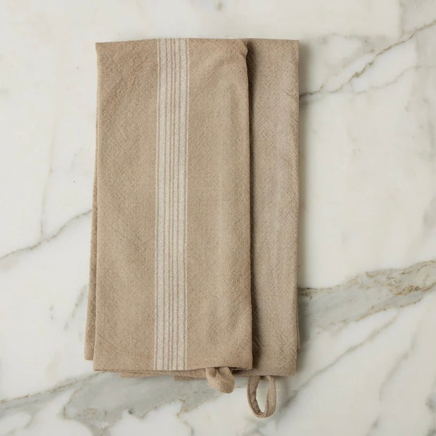etúHOME Vintage White Stripe Kitchen Tea Towels ~ Set of 2