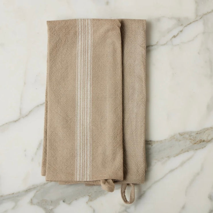 etúHOME Vintage White Stripe Kitchen Tea Towels ~ Set of 2