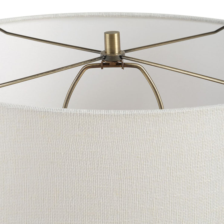Uttermost Rya Distressed Rich Brown Table Lamp With White Linen Shade