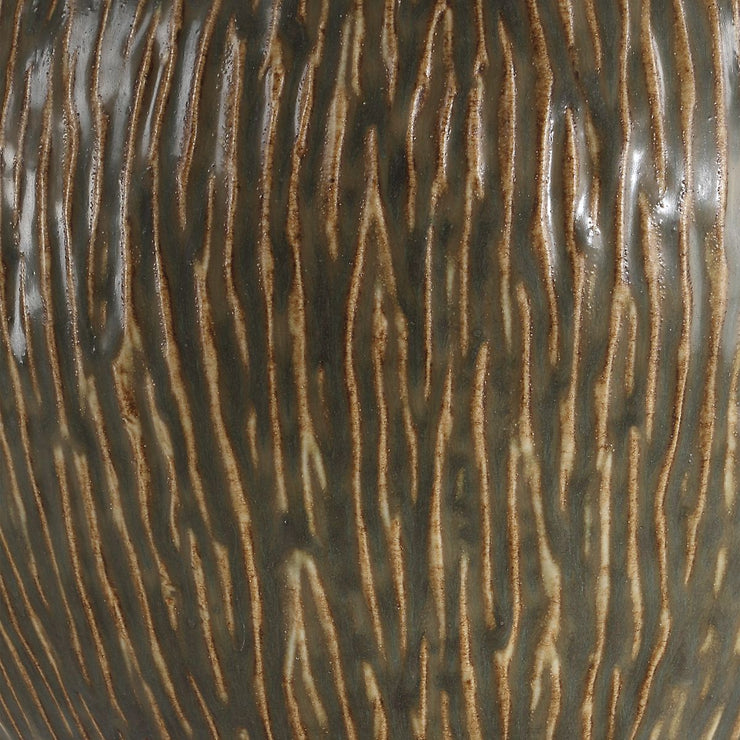 Uttermost Rya Distressed Rich Brown Table Lamp With White Linen Shade