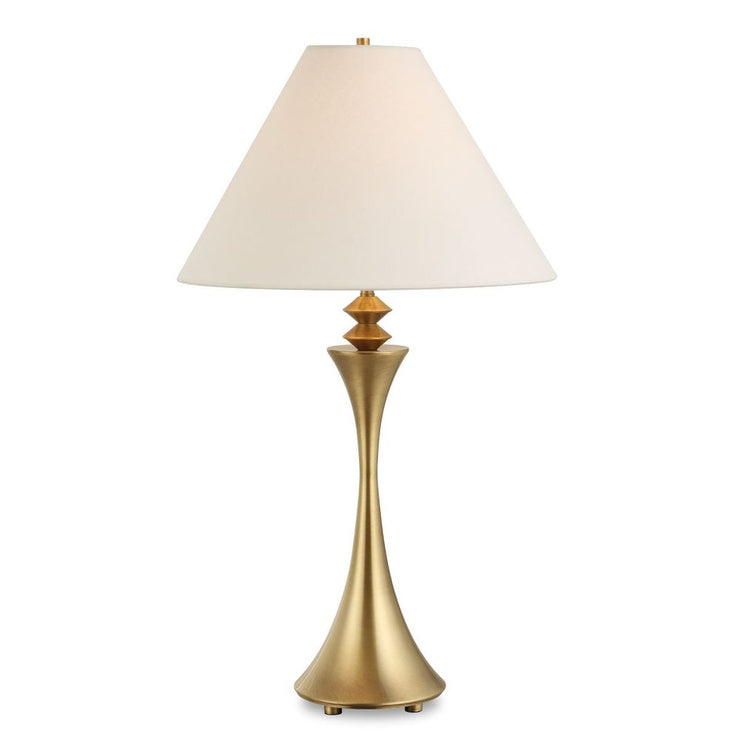 Uttermost Shaefer Brass Table Lamp With Crisp White Linen Shade