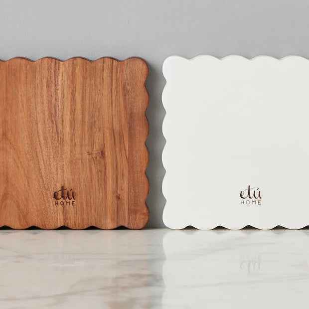 etúHOME Square Scalloped Appetizer Cheese Board Set of 2