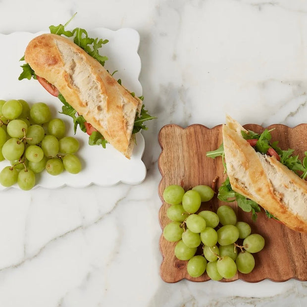 etúHOME Square Scalloped Appetizer Cheese Board Set of 2