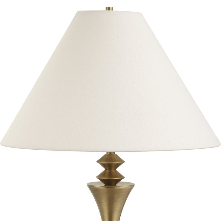 Uttermost Shaefer Brass Table Lamp With Crisp White Linen Shade