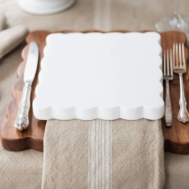 etúHOME Square Scalloped Appetizer Cheese Board Set of 2